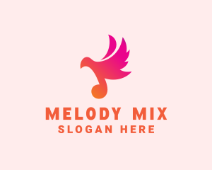 Playlist - Gradient Musical Note Bird logo design