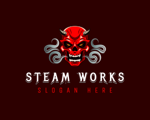 Steam - Devil Skull Smoke logo design