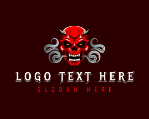 Steam - Devil Skull Smoke logo design