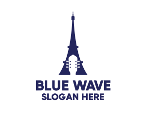 Blue Eiffel Guitar logo design