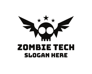 Zombie - Bat Skull Wings logo design