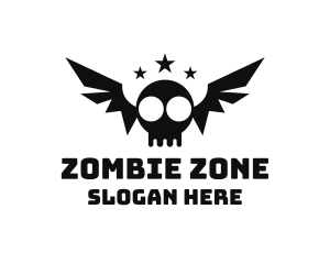 Zombie - Bat Skull Wings logo design