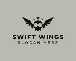 Bat Skull Wings logo design