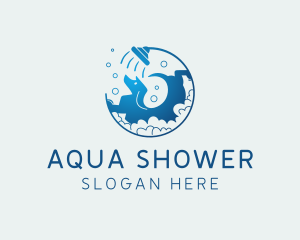 Shower - Dachshund Dog Grooming logo design