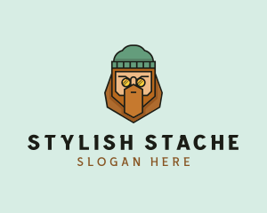 Man Beard Cartoon  logo design