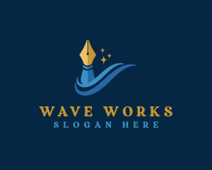 Wave Pen Writer logo design