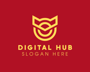 Digital Cat Outline logo design