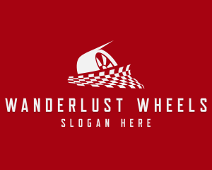 Car Wheel Racing Flag logo design