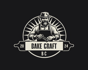 Hipster Blacksmith Ironworks logo design