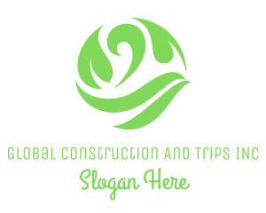 Vegan - Green Leaf Sphere logo design