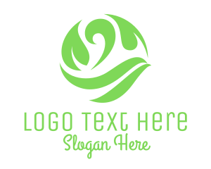 Ea - Green Leaf Sphere logo design
