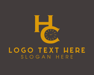 Expensive - Time Clock Letter HC Monogram logo design