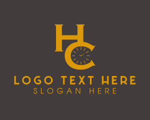 Time Clock Letter HC Monogram  Logo