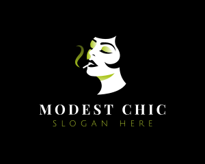 Woman Smoking Weed Logo