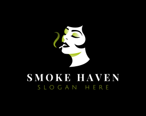 Woman Smoking Weed logo design