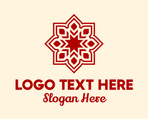Yoga Spa - Red Flower Pattern logo design