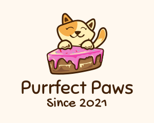 Cat Cake Slice logo design