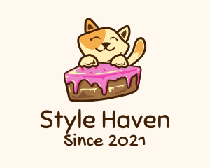 Cake Decoration - Cat Cake Slice logo design