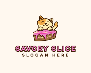 Cat Cake Slice logo design