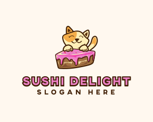 Cat Cake Slice logo design