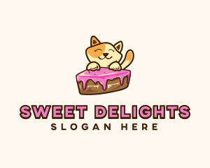 Cat Cake Slice logo design