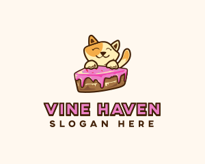 Cat Cake Slice logo design