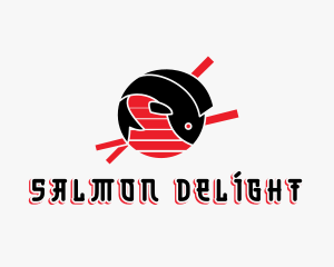 Salmon - Japanese Sun Fish Chopsticks logo design