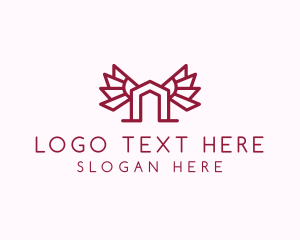 Land Developer - Minimalist Winged House logo design
