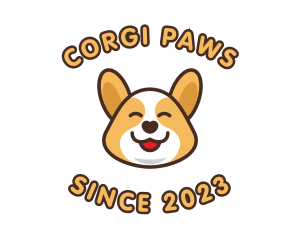 Happy Corgi Puppy logo design