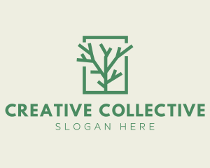 Green Eco Tree Branch logo design