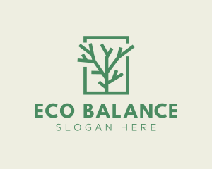 Green Eco Tree Branch logo design