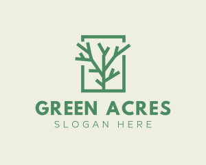 Grassland - Green Eco Tree Branch logo design