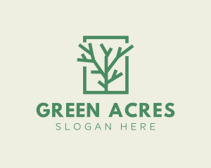 Green Eco Tree Branch logo design