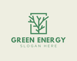 Green Eco Tree Branch logo design