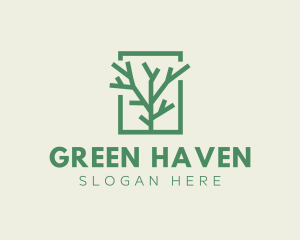 Hedge - Green Eco Tree Branch logo design