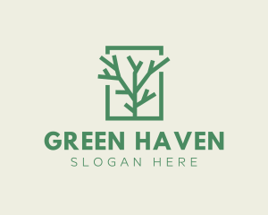 Green Eco Tree Branch logo design