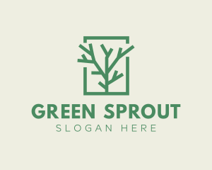 Green Eco Tree Branch logo design