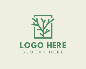 Arborist - Green Eco Tree Branch logo design