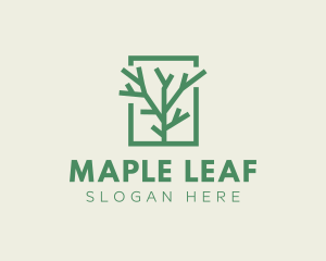 Green Eco Tree Branch logo design