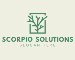 Green Eco Tree Branch logo design