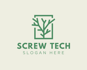 Green Eco Tree Branch logo design