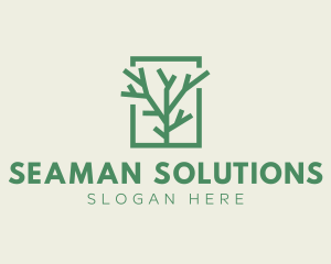 Green Eco Tree Branch logo design