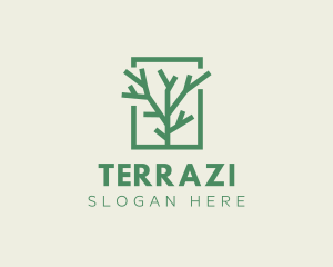 Green Eco Tree Branch logo design