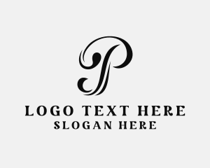 Letter P - Cursive Swoosh Boutique logo design