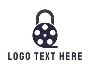 Movie App - Padlock Film Reel logo design