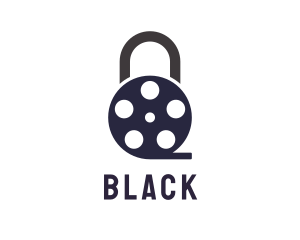 Movie App - Padlock Film Reel logo design