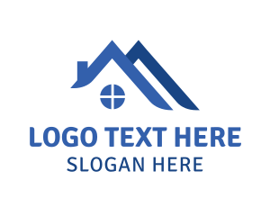 Blue - House Roofing Company logo design