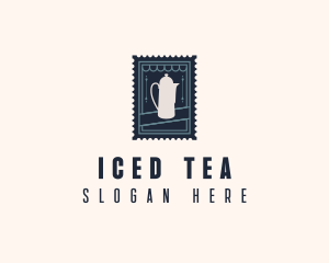 Tea House Kettle Stamp logo design