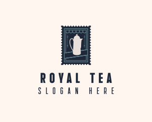 Tea House Kettle Stamp logo design