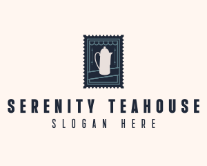 Tea House Kettle Stamp logo design